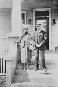 Dr. Brinkley and his wife Minnie pose in front of their home in Milford, Kansas