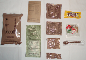 MRE military food kit including M&M's